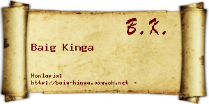 Baig Kinga névjegykártya